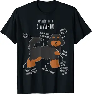 Black and Tan Cavapoo Dog Anatomy, Cute Funny Cavoodle Pet T-Shirt - Prudencekto Shop 47B0CDZRBQL1