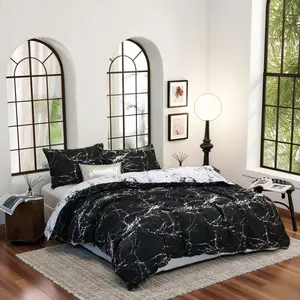 Marble Print 3pcs Modern Bedding Set, Ultra Soft Comfortable, Simple Style, Includes 1 Duvet Cover No Filler + 2 Pillowcases No Filler, Perfect Gift Choice