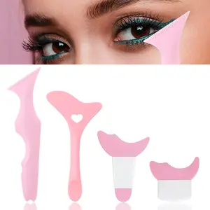 4Pcs Eyeliner Stencils Reusable Silicone Eyeliner Aid Mascara Shield Guard Eyeliner Eyelash Lipstick Eyeshadow Applicators Aid Tool Multifunctional Eye Makeup Tool for Women, Beginners