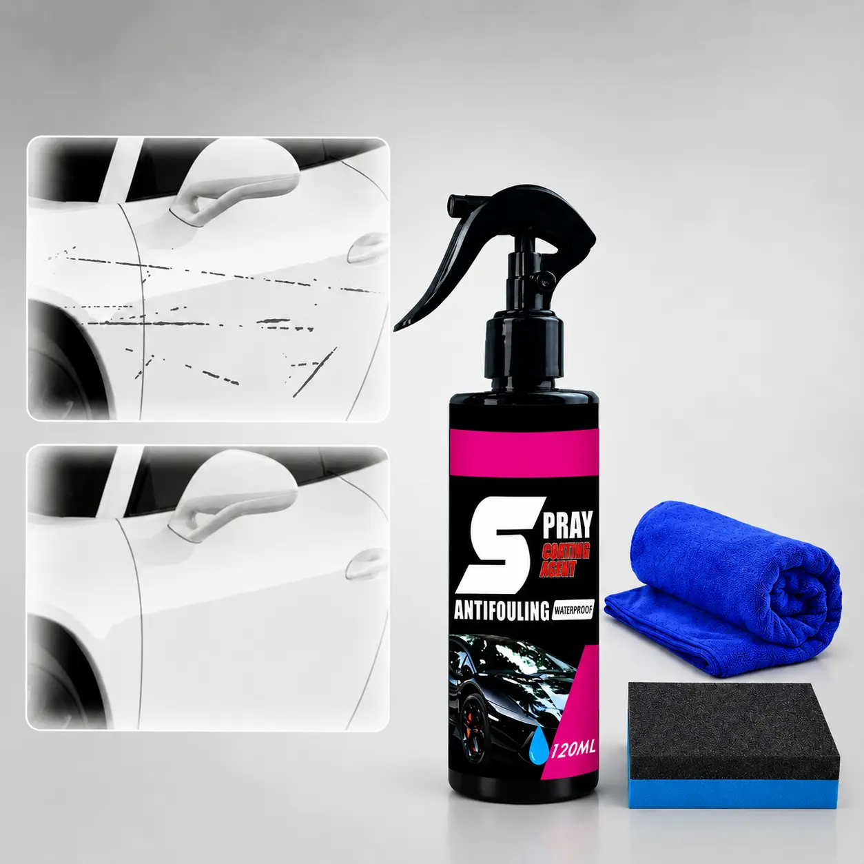 Nano Plastic & Paint Coating Agent, for Daily Car Appearance Maintenance, Household Auto Care Spray, Fast Penetration Stain Erase Surface Brightening Product
