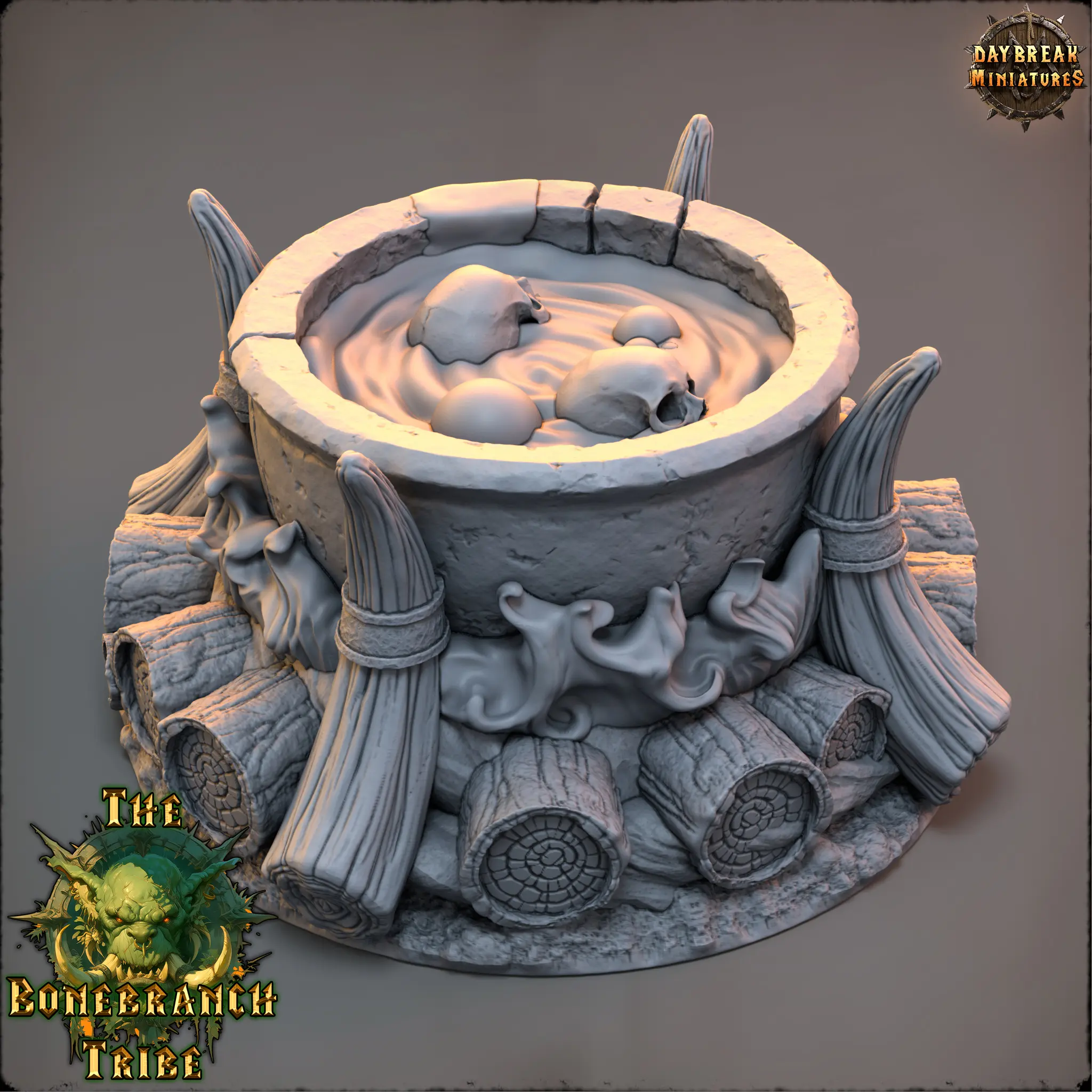 Goblin Cauldron Skull Stew – Daybreak Miniatures Resin Terrain (12K High-Res)