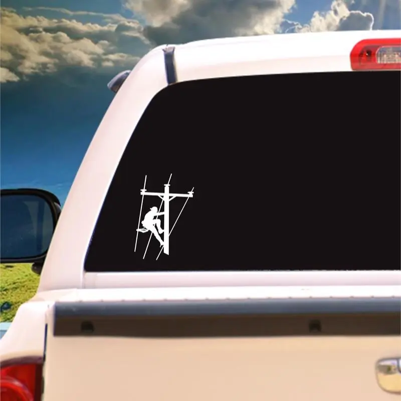 Vinyl Lineman on Pole Vehicle Decal Vinyl Lineman on Pole Vehicle Decal