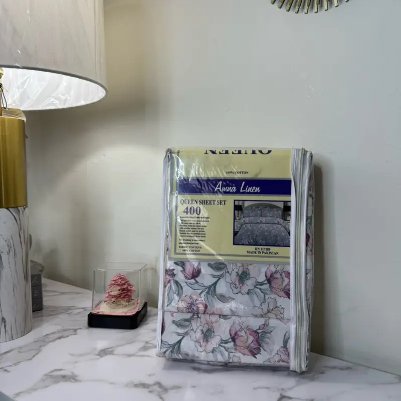 Anna Linen Queen Sheet Set 400 - Floral Design Bedding Essential