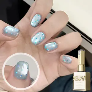 1PC 15ML Super Bright Blue Polka Dot Cat's Eye No. 157 Nail Art Gel Spring Nail Art Popular Fashion LED Nail Polish Gel Shiny Glossy and Strong Salon Nail Art Gel Women's Nail Art Tools Brilliant cat's eye nails Cutics Manicure