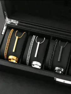 Men's 9PCS Fashion Jewelry Set with 3 Bracelets 3 Rings and 3 Necklaces