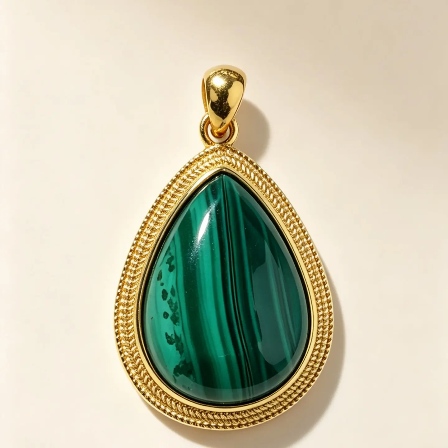 Electroplated Gold S925 Silver Pendant-0.85in*0.61in Vintage Teardrop Natural Malachite Pendant /product diversity