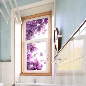 Large Floral Static Cling Window Film, 45x100cm Sunshade Decoration Sticker, Festival & Halloween Decorative Glass Cover, Window Privacy Films