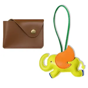 (2pcs)Leather card case and leather key charm