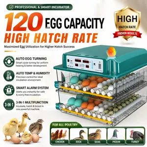 2026 Upgraded 120-Egg Automatic Incubator with Smart Temp Control & Auto Egg Turner for Chickens, Ducks, Geese & Quails - High Hatching Rate Guaranteed