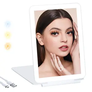 VANITII GLOBAL Rechargeable Travel Makeup Vanity Mirror with 60 LED Lights - Portable Cosmetic Metallic Mirror