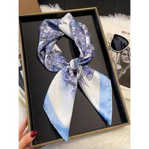 Women's Plant Print Square Scarf, Boho Style Bandana for Women, Fashionable Soft Comfortable Scarf for Daily Wear, Trendy All-match & Exquisite Scarf for Birthday Gift