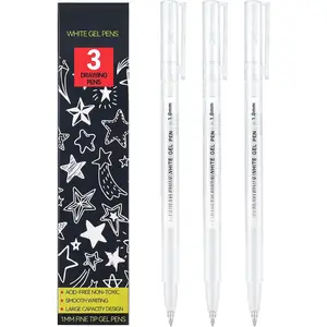 White Gel Pens, 1mm Fine Point Gel Ink Pen Opaque Archival Ink Pens for Black Paper Drawing, Sketching, Illustration, Card Making,  Journaling, 3 Pack