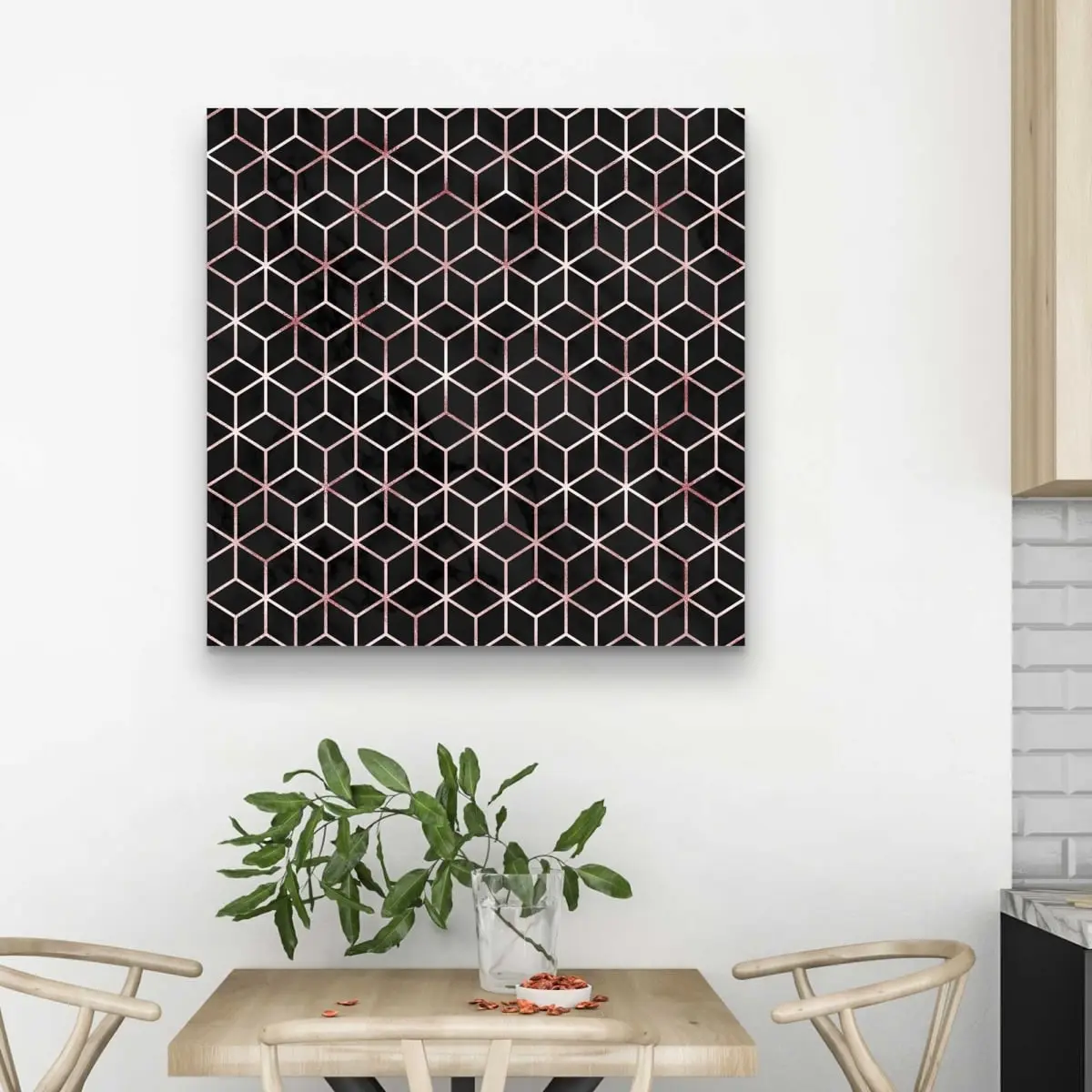 Begin Home Decor C1RC3232S3B922 32 x 32 in. Symmetry - Black Abstract Canvas Art for Home Decor