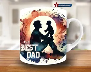 Father's Day The Best Dad Mug Wrap, Mug Template, Mug Sublimation Design, Mug Wrap Template, Instant Digital Download