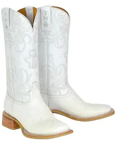 Tin Haul Women's White Wedding Western Boot Broad Square Toe - 14-021-0007-1513 Wh