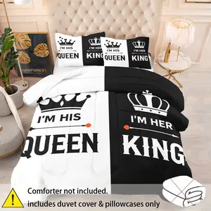 Three-Piece King & Queen Romantic Love Rose Heart Duvet Set, Decorative Duvet Cover, Includes 1 Bed Cover + 2 Pillowcases, Perfect for Couples Bedroom, Valentine's Day Theme Room