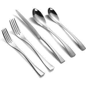 20 count Silverware Set for 4,Heavy Duty 18/10 Stainless Steel Flatware Set with Forged Stand ,Modern Cutlery Utensil Set,Mirror Polished,Dishwasher Safe