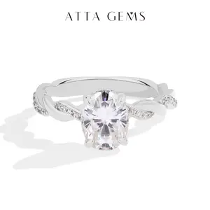 2CT Oval Shape Special Design D VVS1 Synthetic Moissanite Ring  for Women Birthday Gift Jewelry R206