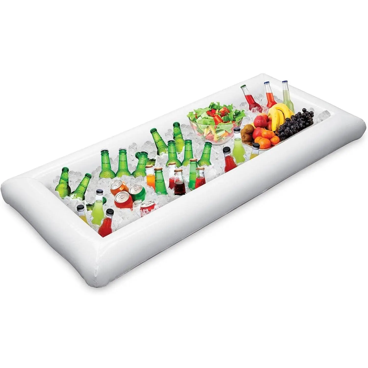 Extra Large Inflatable Serving Bar Ice Cooler Buffet Tray - 51.5inL x 24.5inW x 4.5inH, Foldable, Easy to Inflate, Deflate & Clean, Drink & Food Holder for Graduations, BBQs, Beach Weddings | Salad & Beverage Tub