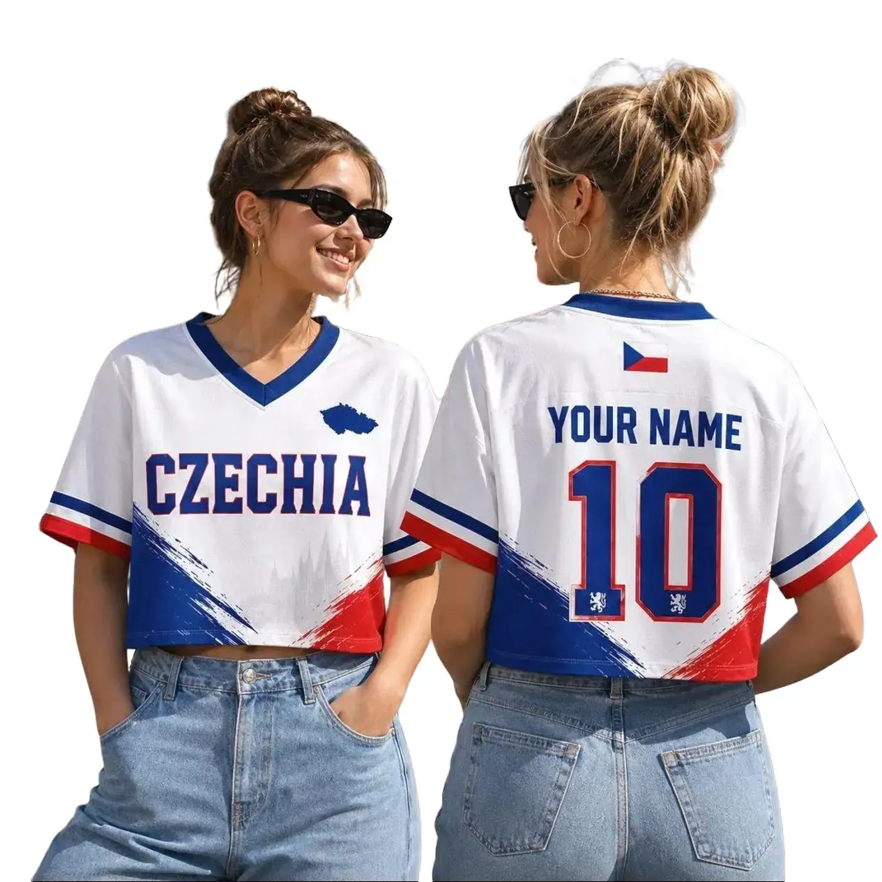 Custom Czech Republic Soccer Cropped Tee - Personalized Sporty Chic Quick-Dry Jersey, Football Fan Wear, Birthday Gifts for Concerts