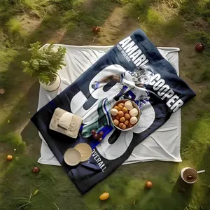 Amari Cooper, Dallas Cowboys themed flannel blanket, Flannel throw blanket, soft and warm, suitable for beds, sofas and camping, modern design, digitally printed pattern, all-season use, 100% polyester material