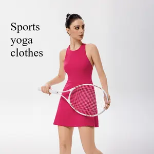 Tennis Skirt One-piece with Removable Chest Pad Anti-light for Sports and Yoga