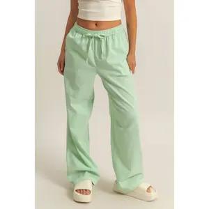 Mint Drawstring Waist Straight Leg Pants