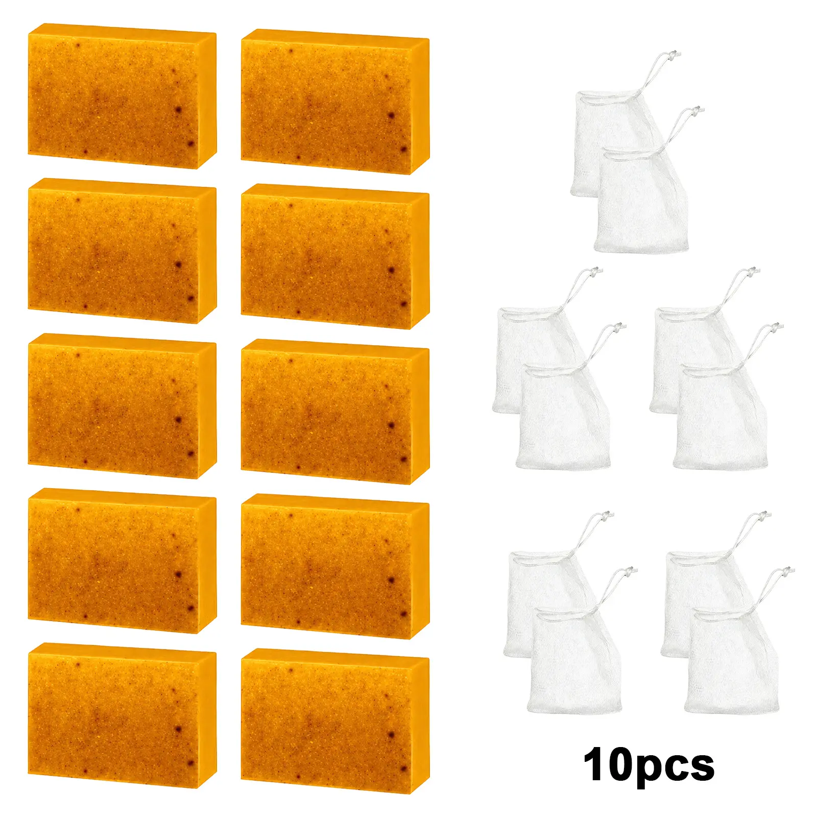 10PCS Honey Lemon Turmeric Soap 100G Set,  Body Cleansing Daily Moisturizing Natural Blend Skin Repair Hydrating &Turmeric Set Series.