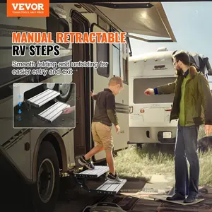 VEVOR RV Steps, 2-Step, Electric Retractable RV Stairs DC 12V, Auto-Folding, 440 LBS Load Capacity, Aluminum Alloy Steps, Non-Slip Steps for Safe Entry and Exit, RV, Trailer, Camper Steps