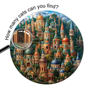 Seek and Find Cats Wooden Jigsaw Puzzle for Adults and Kids Unique Shape Animal Wood Puzzles Challenging Puzzle, Family Game Creative Gifts，Laser-Cut Durable HDF Wood Puzzle Fun