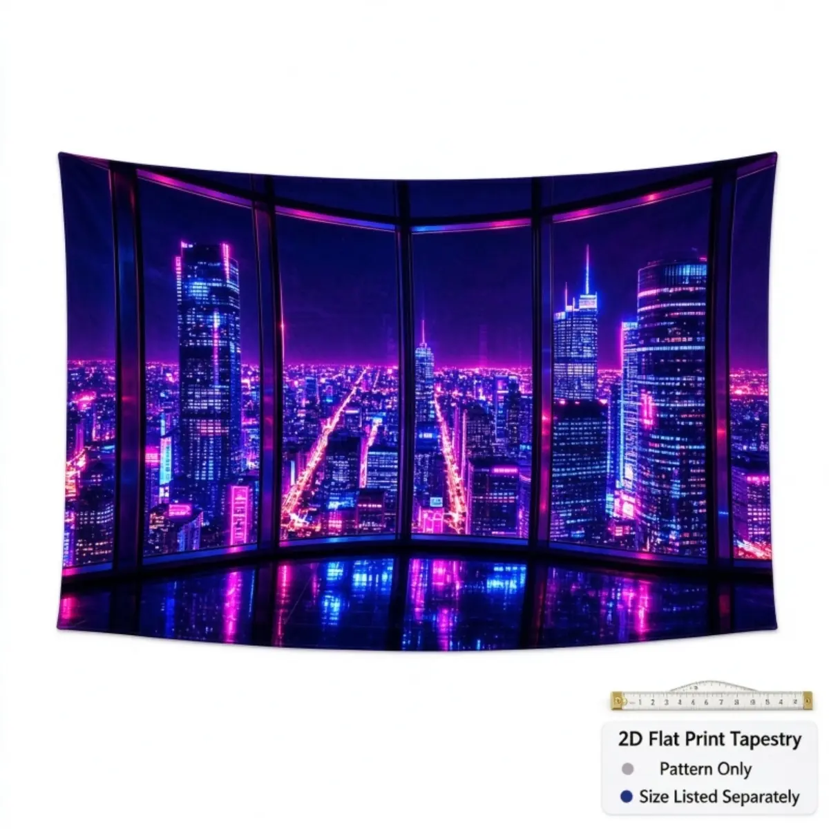 Extra-Large 2D Flat Blacklight Neon Sci-Fi City Glow-in-Dark UV Reactive Polyester Decorative Tapestry - Custom Print Indoor Home Wall Decor, Bedroom Dorm Decor, Living Room Backdrop, Spooky Theme Fan Gift, Living Room Wall Decor, Backdrop Tapestry