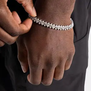 GAbriel 5A Zircon Cross Tennis Bracelet Hip-Hop Fashion Men's Sparkling Design Jewelry Accessory Gift