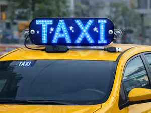 LED Taxi Light Sign with Suction Cups – White & Blue Lights, USB Powered, On/Off Switch for Car Windshield