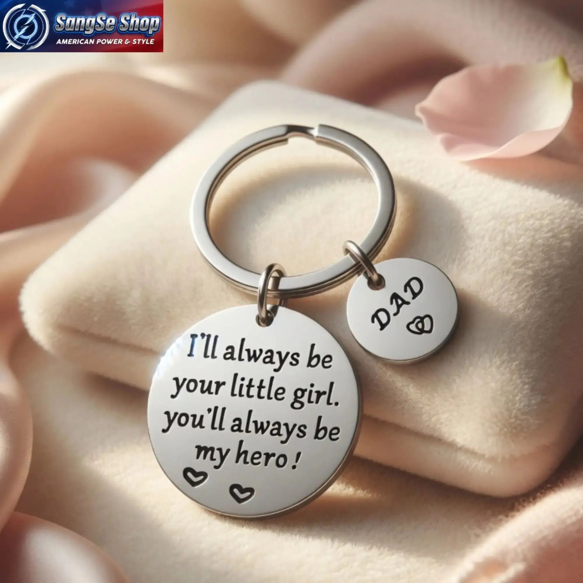 Stainless Steel Dad Hero Keychain - Eco-friendly Bag Charm Luggage Accessory, Graduation/Christmas Day/Thanksgiving Day Gifts for Papa from Daughter, Birthday Keepsake for Daily Carry & Car Keys