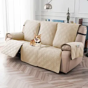 Stylish 3-Seater Waterproof Non-Slip Recliner Sofa Cover, Pet-Friendly Sofa Slipcover for Bedroom, Office, & Living Room Home Decor, Adjustable