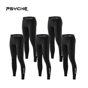 PSYCHE 5 Pack Men’s Compression Leggings Running Tights Workout Leggings Athletic Base Layer Pants for Sports Yoga Basketball