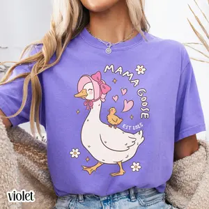 Comfort Colors New Mom Shirt Mama Goose TShirt Mothers Day Tee Silly Goose Vintage Mama Tee Motherhood T-shirt Gift For Mom Pregnancy Tee