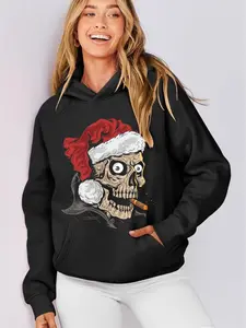 Couple Cute 3D Santa Print Ugly Christmas Kangaroo Pocket Sweatshirt Hoodies Pullo