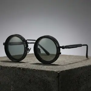 Round Polarized Sunglasses with Built-In ND Filter UV400 Lens Adjustable Brightness and Light Weight for Outdoor Activities