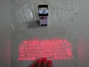 Mini Wireless Laser Projection Keyboard, White Upgrade #M1 with Bracket and Mobile Power Function