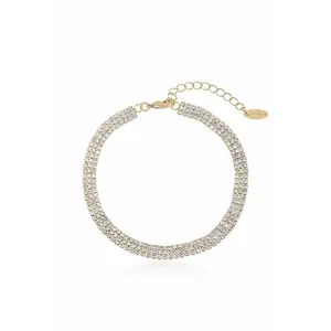 Ettika Unexpected Sparkle Anklet – 18k Gold Plated with Glass Accents, Adjustable Length