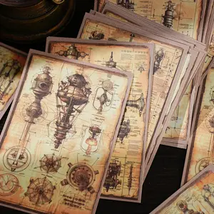 Vintage Mechanical Design Paper, 20pcs/bag Creative Design Paper, DIY Decorative Paper for Scrapbooking, Journaling, Gift Wrapping, Crafts, Scrapbook Materials