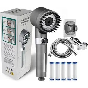 Ion Shower Drops Head Filtered Showerhead With Five Filters,Filtered Shower Head With Handheld,High Pressure Turbo Showerhead,Reusable,Adjustable Settings With Hose ok