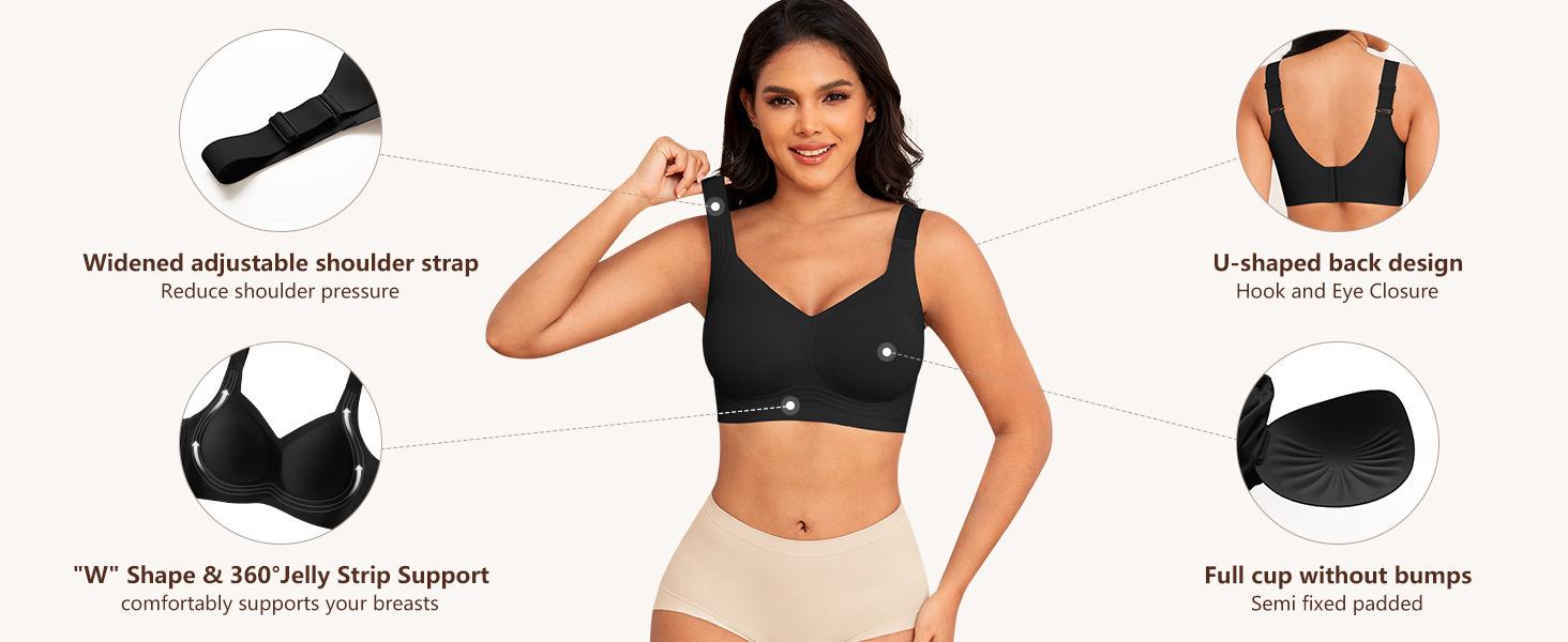 2 Pack Plus Size Wireless Seamless Bra for Women, Full Coverage Soft Support No Digging Comfort Bralette, Everyday Push Up Lingerie for Curvy