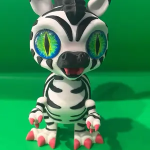 3D Printed Zombie Animals with Large Blue Eyes and Striped Design for Collectibles