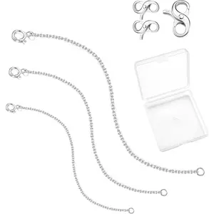 MILACOLATO 3Pcs Sterling Silver Necklace Extenders for Women 2 Inch 3 Inch 4 Inch Chain Extenders for Necklace Bracelet Anklet with Tiny Double Opening Lobster Clasp(2",3",4" Chain)