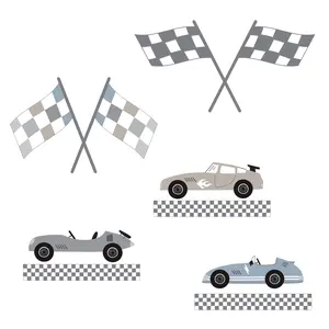 Lambs & Ivy Little Racer Car/Transportation Blue/Taupe Wall Decals/Stickers