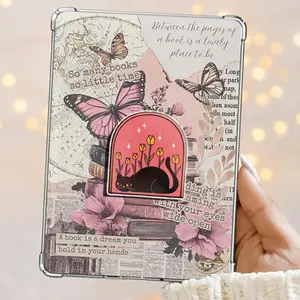 Cat Slept Among the Tulips Mystic & Cozy In a Garden of Books and Black Cats Books Kindle Grip Book Lover Cute Kindle Accessories Phone Holder PopSocket Phone Grip Magnetic Pop Socket Phone Grip