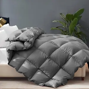Size  Down Fiber Comforter Ultra Fluffy Duvet Insert, All Season Cotton Cover Luxury Hotel Bed Comforter with Corner Tabs, Grey 68x90 Inches
