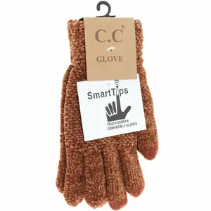 Touch Screen Chenille Gloves - Clay